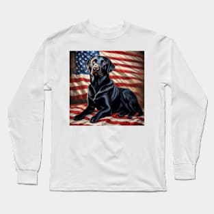 Patriotic Black Labrador Long Sleeve T-Shirt